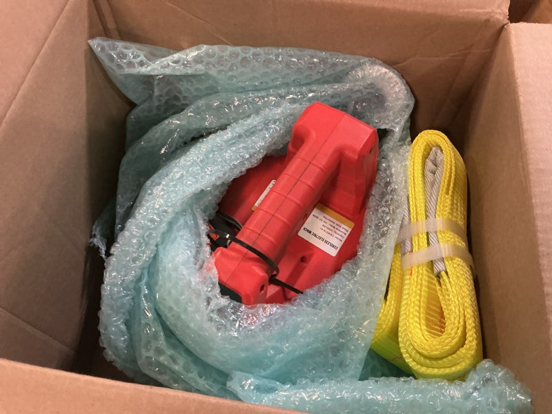 Condition photo showing Good Condition for 1000lb battery power winch 40ft synthetic rope, compatible with milwaukee battery(greater than 18v 4.0ah),portable battery winch with remote,for lifting (red,battery not included) mik red