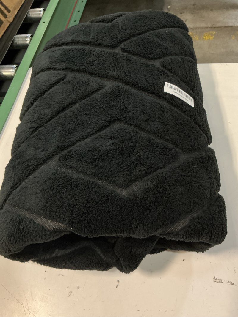 Condition photo showing Good Condition for 4x6 black washable area rug for bedroom, modern geometric shag non-slip living room rugs, fluffy plush soft memory foam carpet for kids boys room nursery room dorm bedside decor black 4' x 6' (rectangular)
