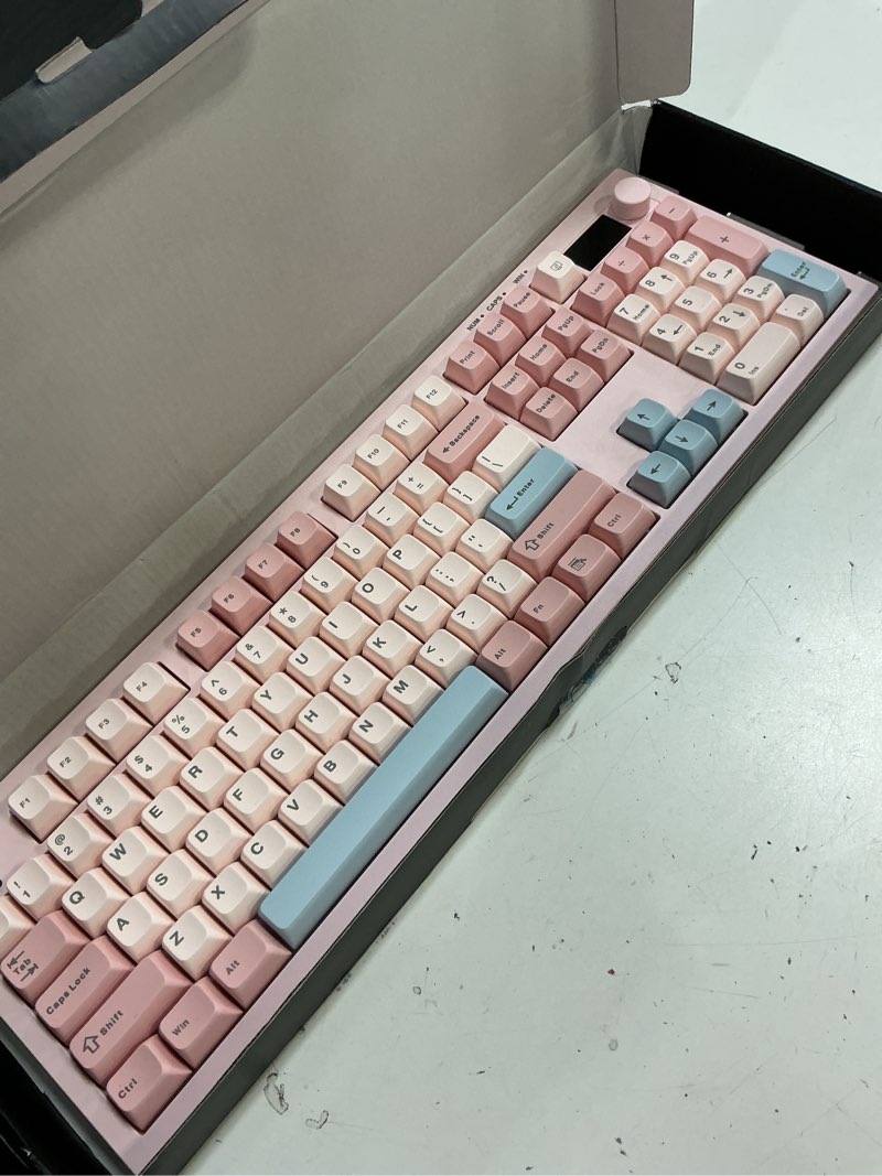 Condition photo showing Good Condition for epomaker aula s102 pro membrane gaming keyboard with tft screen, volume knob & number pad, bt/2.4g/usb, rgb backlit, creamy silicone structure, silent keyboard for pc game/office (pink)