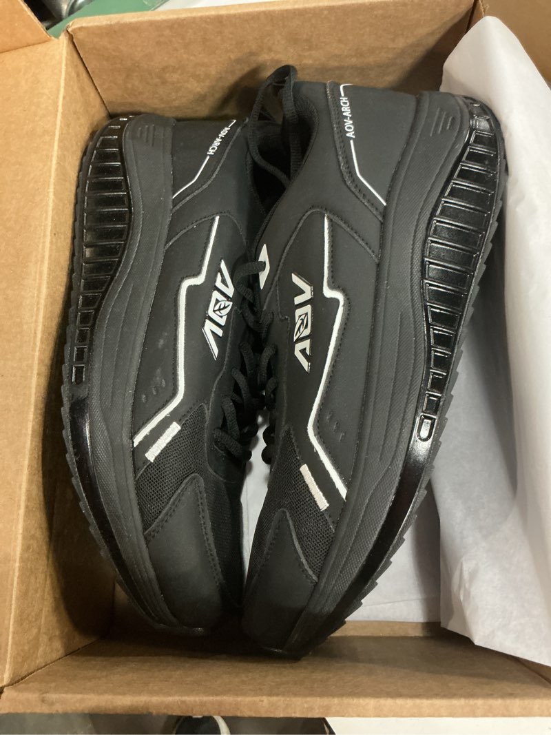 Condition photo showing Good Condition for Walking Shoes for Men Arch Support Plantar Fasciitis Shoes Orthotic Tennis Sneakers for Foot Pain Relief 10.5 Solid Black