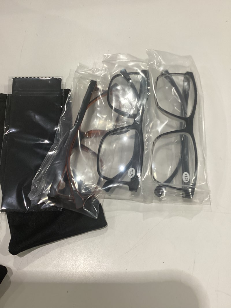 Condition photo showing New/Like New for 3 pack no line bifocal reading glasses, dual vision far & near, bicolor frame flexible hinge for men women black 1.75 x