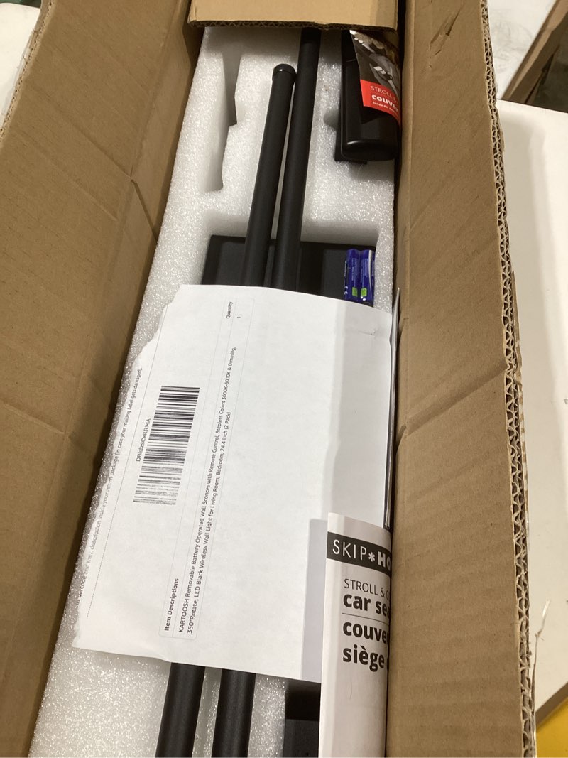 Condition photo showing New/Like New for Removable Battery Operated Wall Sconces with Remote Control, Stepless Colors 3000K-6000K & Dimming, 350°Rotate, LED Black Wireless Wall Light for Living Room, Bedroom, 24.4 Inch (2 Pack) Black 24.4 Inches