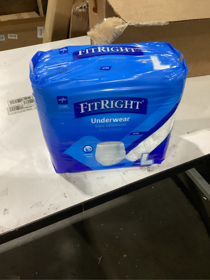 Condition photo showing New/Like New for FitRight Ultra Protective Disposable Underwear  Large  20 Count