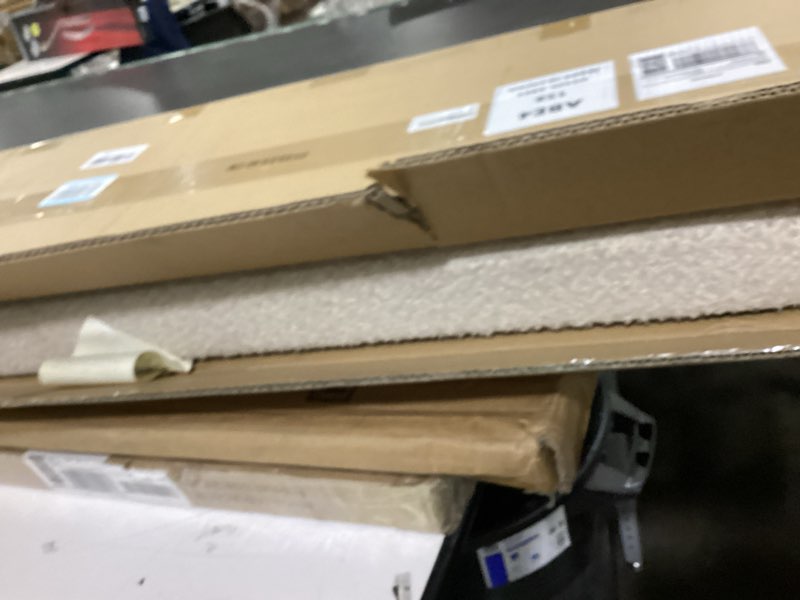 Condition photo showing As Is for b fsobeiialeo ottoman with storage for living room, sherpa folding storage ottoman foot rest, 43.3 inches collapsible bedroom bench white cream 43.3"*15"*15" white