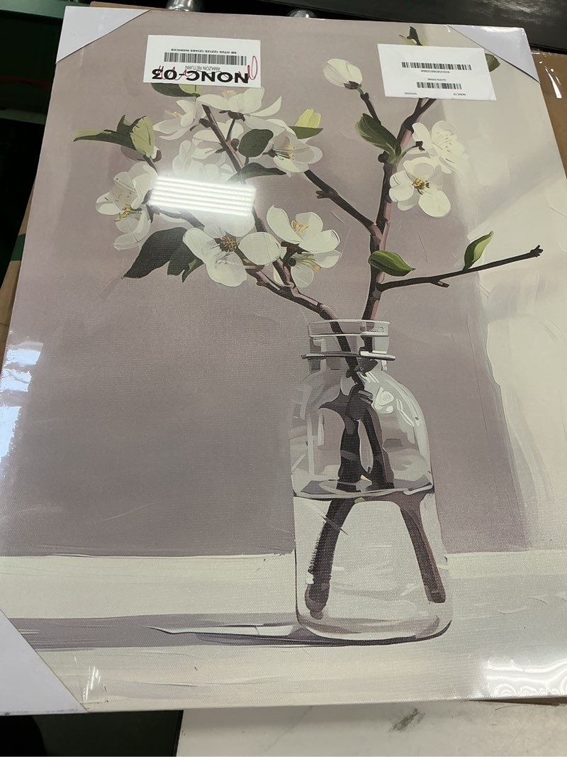 Condition photo showing Good Condition for daktenn Floral Canvas Wall Art Bathroom Wall Art Pictures Wall Decor Home Decor Wall Decor for Bedroom Livingroom 12x16 Inches 16"L x 12"W Morning Floral Elegance