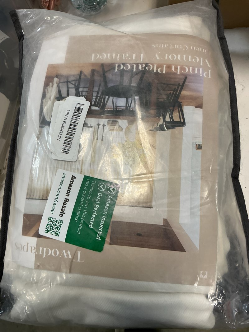 Condition photo showing Good Condition for vision home white pinch pleated full blackout curtains thermal insulated window curtains 84 inch for living room bedroom room darkening pinch pleat drapes with hooks back tab 2 panel 40" wx84 l
