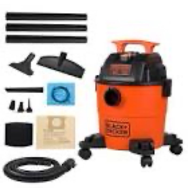 black+decker shop vacuum wet and dry, 4 gallon 3.0 peak hp, portable shop vac with accessories, home
