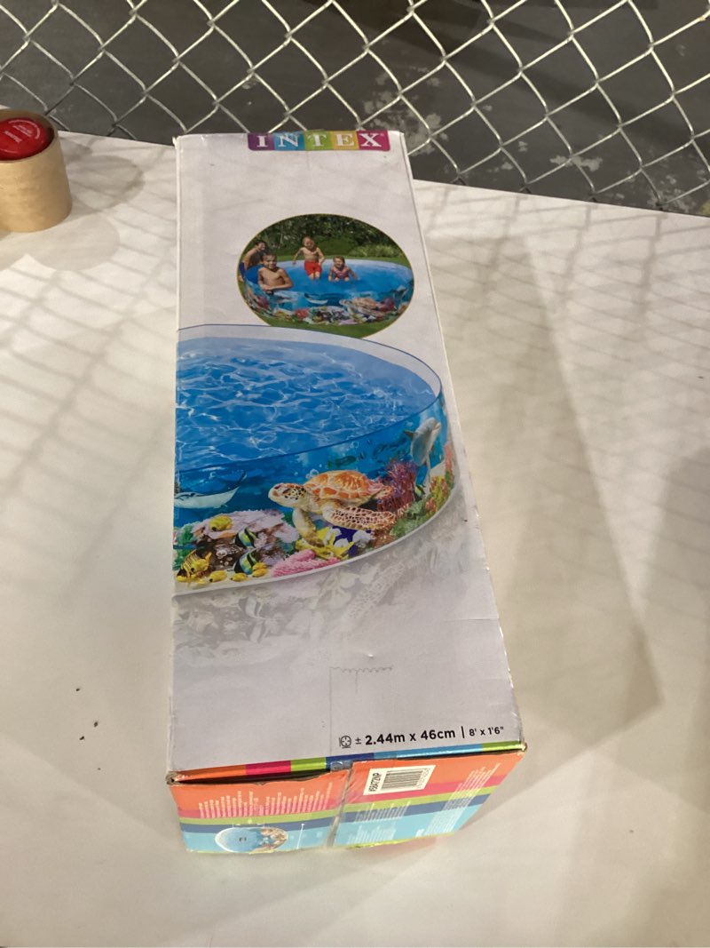 Condition photo showing New/Like New for Intex Deep Sea Blue 8 Feet x 16 Inch SnapSet Instant Round Plastic Above Ground Swimming Kiddie Pool for Ages 3 Years and Up, Blue