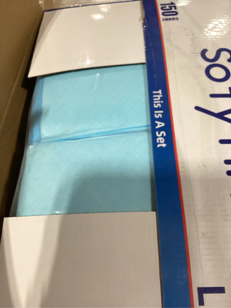 Condition photo showing New/Like New for 150 count disposable beds pads,23"x36" waterproof adults incontinence chucks underpads,absorbent leakproof pee pads for kids,elderly,extra large dog puppy training pad, baby changing liner 23"x36"(150 pcs)