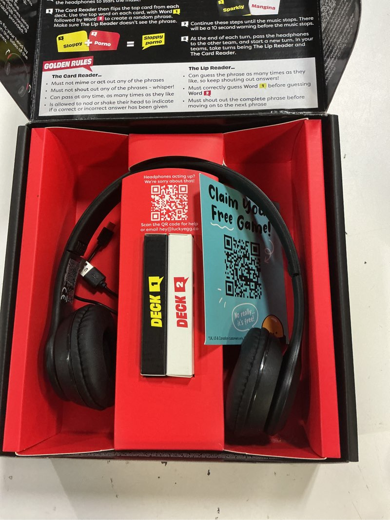 Condition photo showing Good Condition for sorry what game - uncensored lip reading party games for adults - based on the headphone challenge tiktok trend - 2+ players 40,000 funny phrase combos - adult games for game night (ages 17+) adult edition (age 17+)
