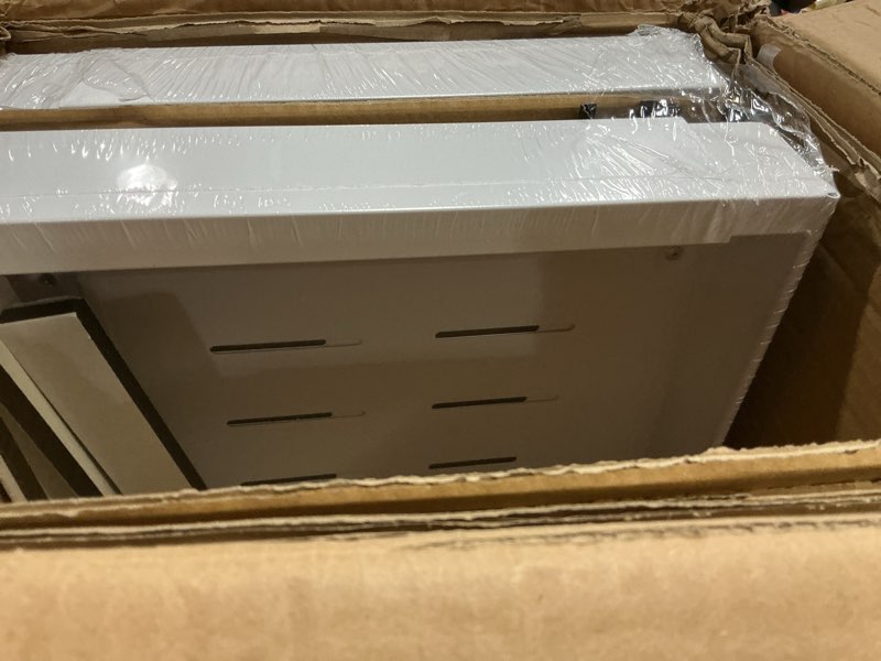 Condition photo showing As Is for seinloes 4 pack pull out cabinet organizer 21" deep,full extension 3 slide rails slide out drawers with raising pad for framed cabinets,expandable width (12.3"-20.5"),no drill roll out shelves,white white 21"d x 12.3"-20.5"w(4pack)