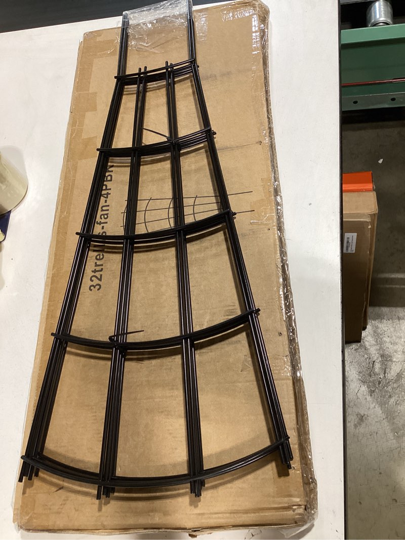 Condition photo showing New/Like New for thealyn 4 pack 32" metal plant trellis for pots & garden beds, rustproof support for indoor outdoor climbing plants, vines, flowers, fan shaped, black 32 inch