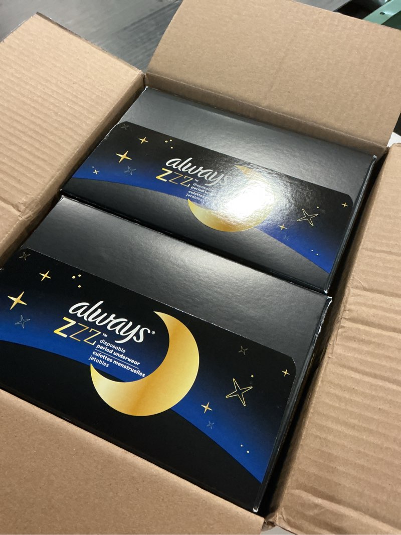 Condition photo showing New/Like New for Always ZZZ Overnight Disposable Period Underwear for Women, Large, 360° Coverage for Worry-Free Nights, 14 Count (2 Packs of 7) L 14