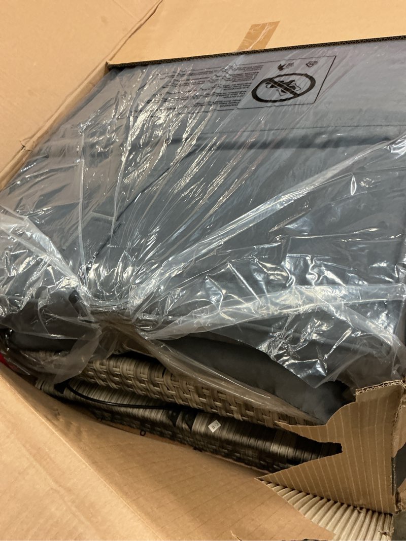 Condition photo showing New/Like New for IDEALHOUSE Outdoor Recliner Chair, Patio Reclining Chairs with Adjustable Backrest and Footrest, 150° Lay Flat Rattan Reclining Chairs with Flip-Up Table and Removable Cushion, Set of 2