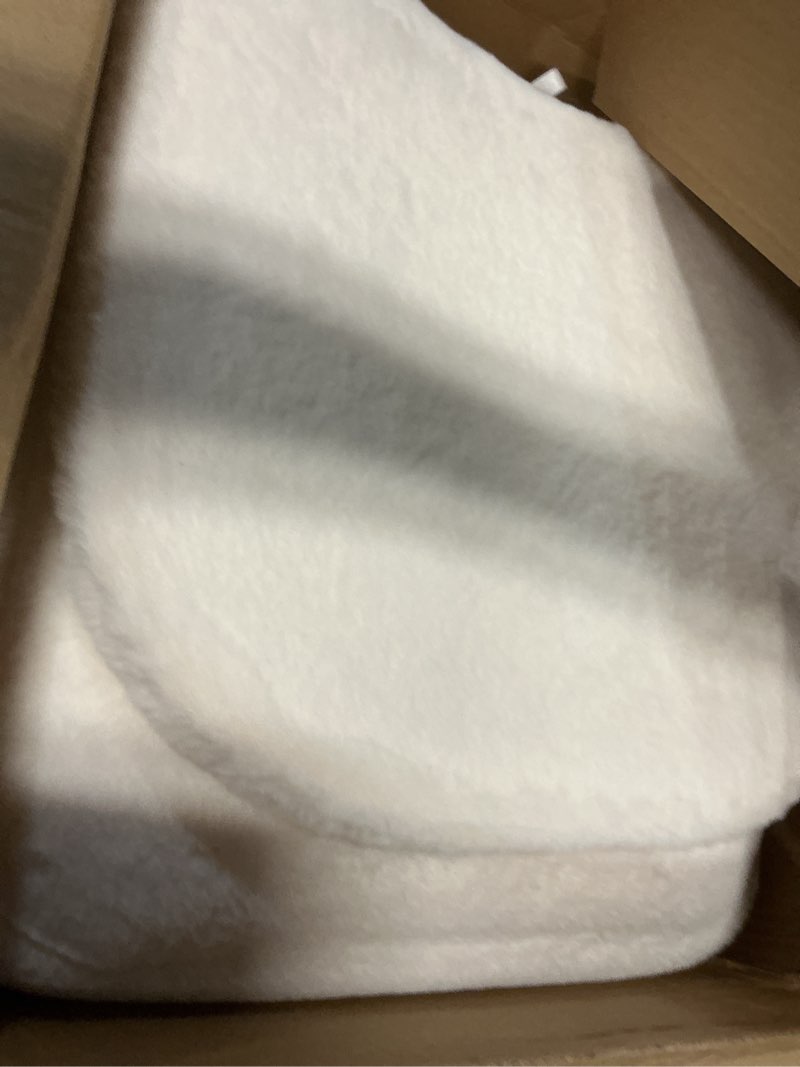 Condition photo showing Good Condition for greenstell vanity stool chair with storage and folding back, 15.8" x 16.5" x 33" square faux fur soft ottoman, 4 metal legs with anti-slip feet, furry padded seat for makeup, bedroom, white white 15.8" x 16.5" x 33"