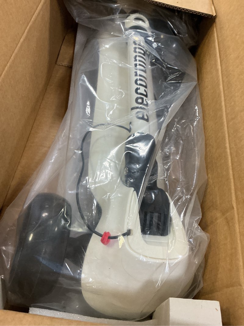 Condition photo showing As Is for Elecorange Balance Electric Scooter for Kids Ages 2-9, 2025 Upgraded, Long Range, Friendly Thumb Throttle, Solid Wide Light Up Deck & Wheels, Adjustable Height, 5Mph Safe Limit, 60min Riding, Foldable White