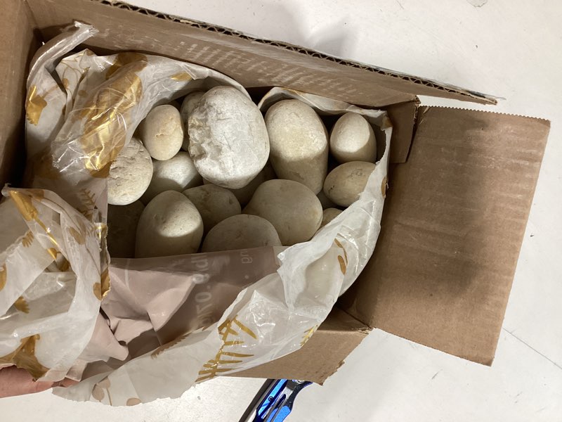 Condition photo showing New/Like New for 20lb cream white river rocks outdoor landscaping- polished pebble for plants – garden decorative stones-1-2 large plant rocks,ideal for aquarium, home decor 1-2in 20lb, cream white