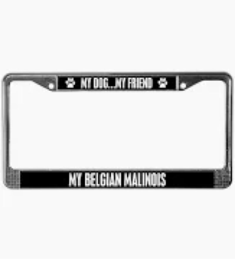 Speedy Pros Protected by Belgian Malinois Zinc Metal License Plate Frame Car Auto Tag Holder - Black