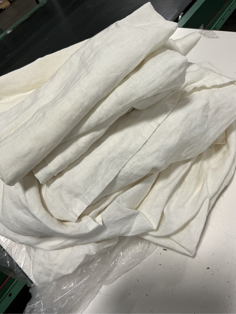 Condition photo showing As Is for european linen sheet set, king, ivory