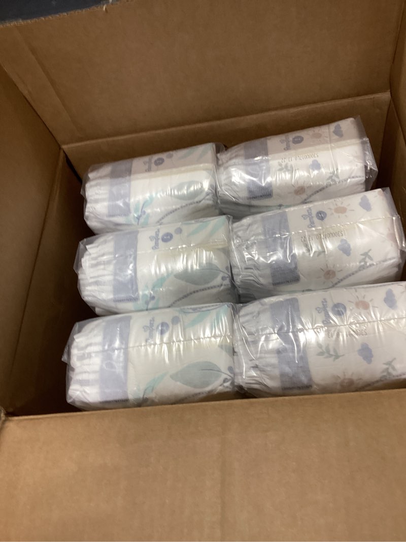 Condition photo showing New/Like New for pampers pure protection baby diapers, size 1 (8-14 lbs), 198 count, up to 100% leakproof, premium plant-based skin protection, hypoallergenic soft diapers size 1 198