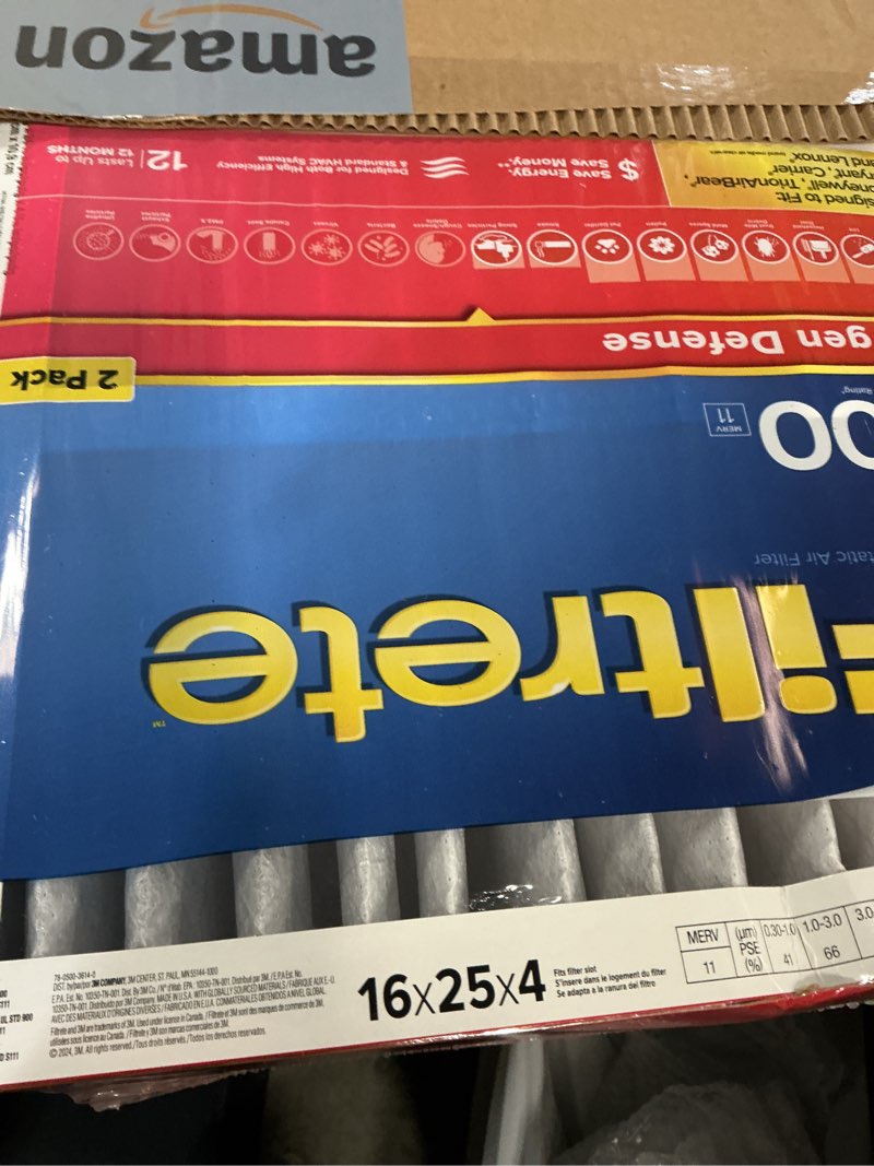 Condition photo showing New/Like New for Filtrete ADP01-2PK-2 16x25x4 AC Furnace Air Filter, MPR 1000, Fits Honeywell and Lennox Devices, Micro Allergen Defense Deep Pleat, 2-Pack (Actual Dimensions 15.88 x 24.56 x 4.31), 2 Count 16x25x4 MPR 1000