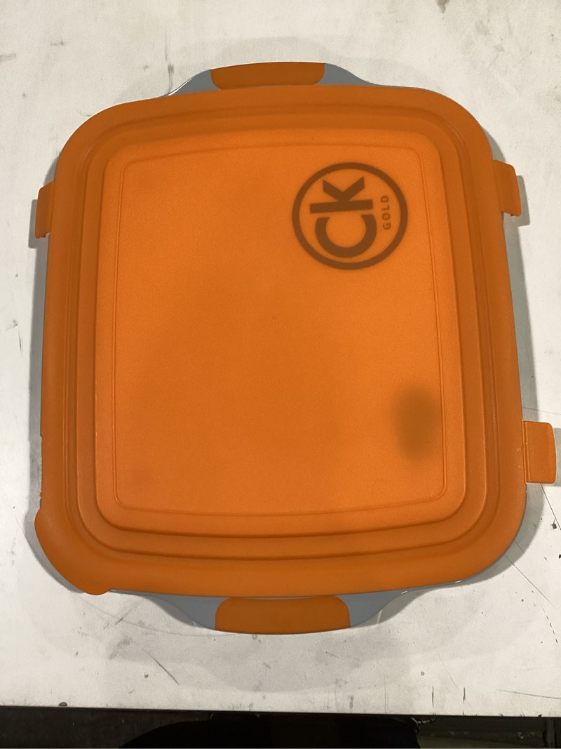 Condition photo showing Good Condition for drip ez collapsible bbq prep tubs 2-piece set (v2) - for meal prep marinating food storage - includes cutting board & lid - (2) xl - orange