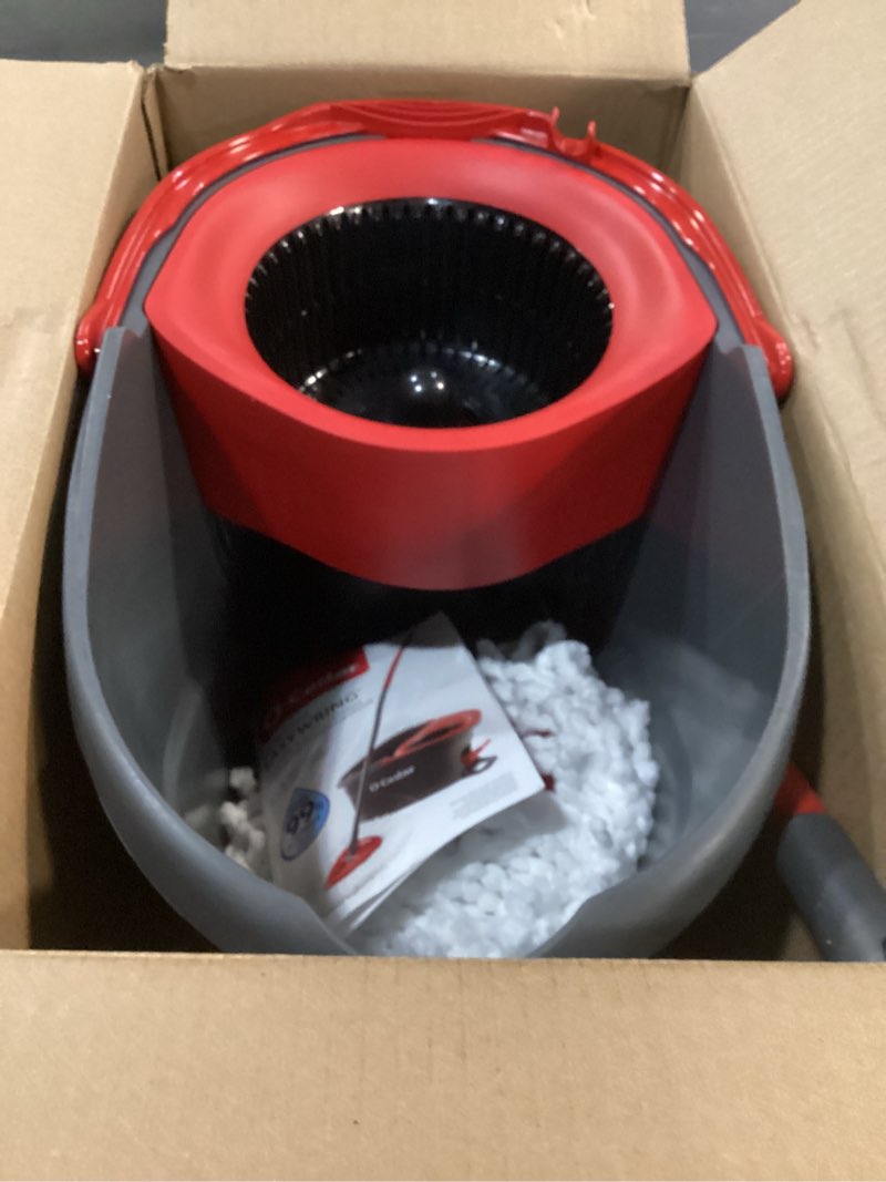 Condition photo showing As Is for O-Cedar EasyWring Microfiber Spin Mop, Bucket Floor Cleaning System, Red, Gray, Standard Easywring Spin Mop & Bucket