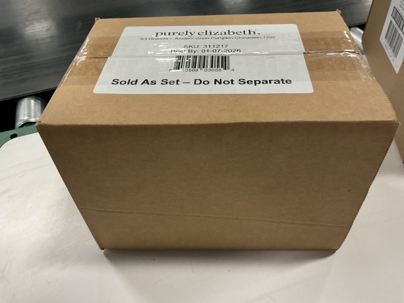 Condition photo showing New/Like New for Best by:01-07-2026 Purely Elizabeth, Pumpkin Cinnamon, Ancient Grain Granola, Gluten-Free, Non-GMO, 12 Ounce (Pack of 3) Pumpkin Cinnamon 12 Ounce (Pack of 3)