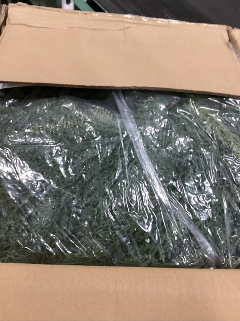 Condition photo showing New/Like New for Christmas Cedar Garland Realistic with Lights - 2 Pack Cypress Decorations 12ft for Mantle Lighted Faux Pine Garlands for Home Indoor Stairs Railing Fireplace 12 Ft Outdoor Prelit Door Decor 12 Ft 2