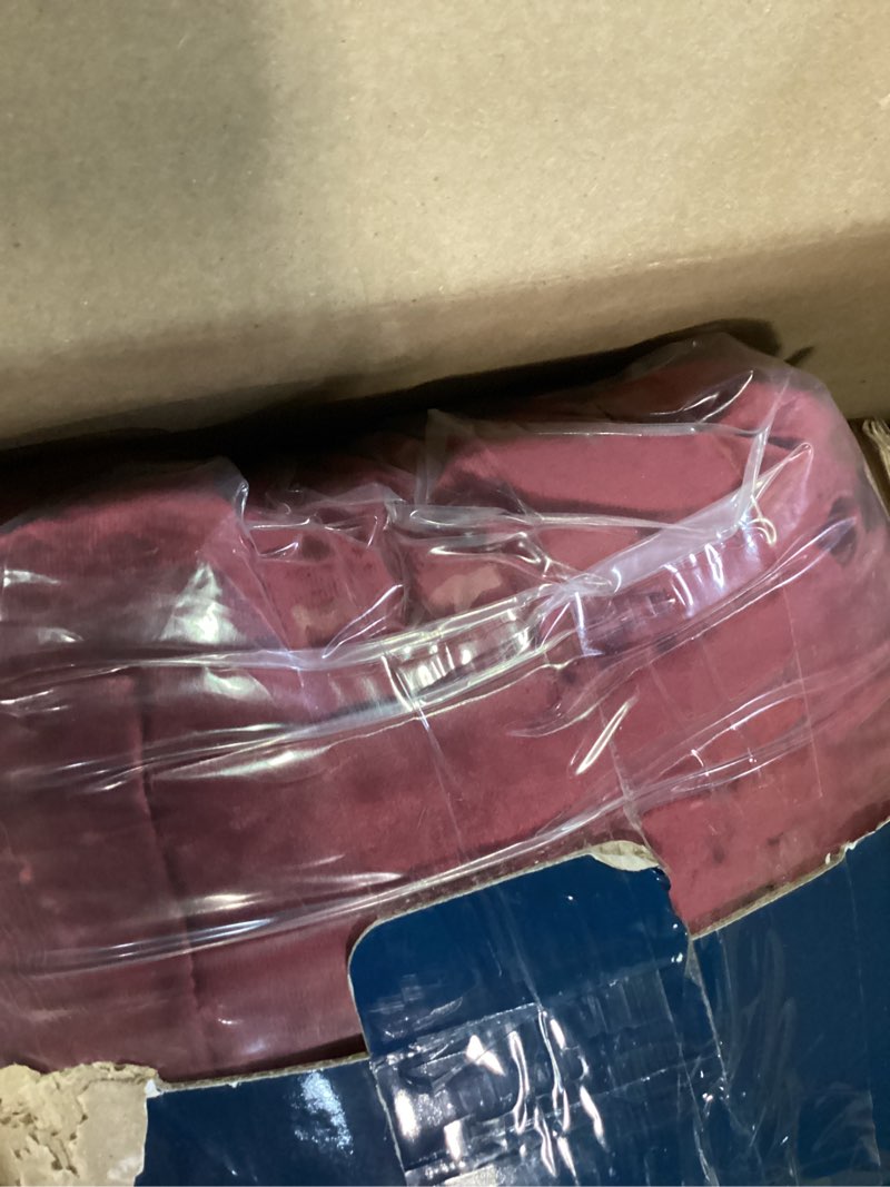 Condition photo showing Good Condition for fredsure distressed velvet comforter set, 5 pieces burgundy red king, distressed velvet face and brushed microfiber reverse king burgundy red