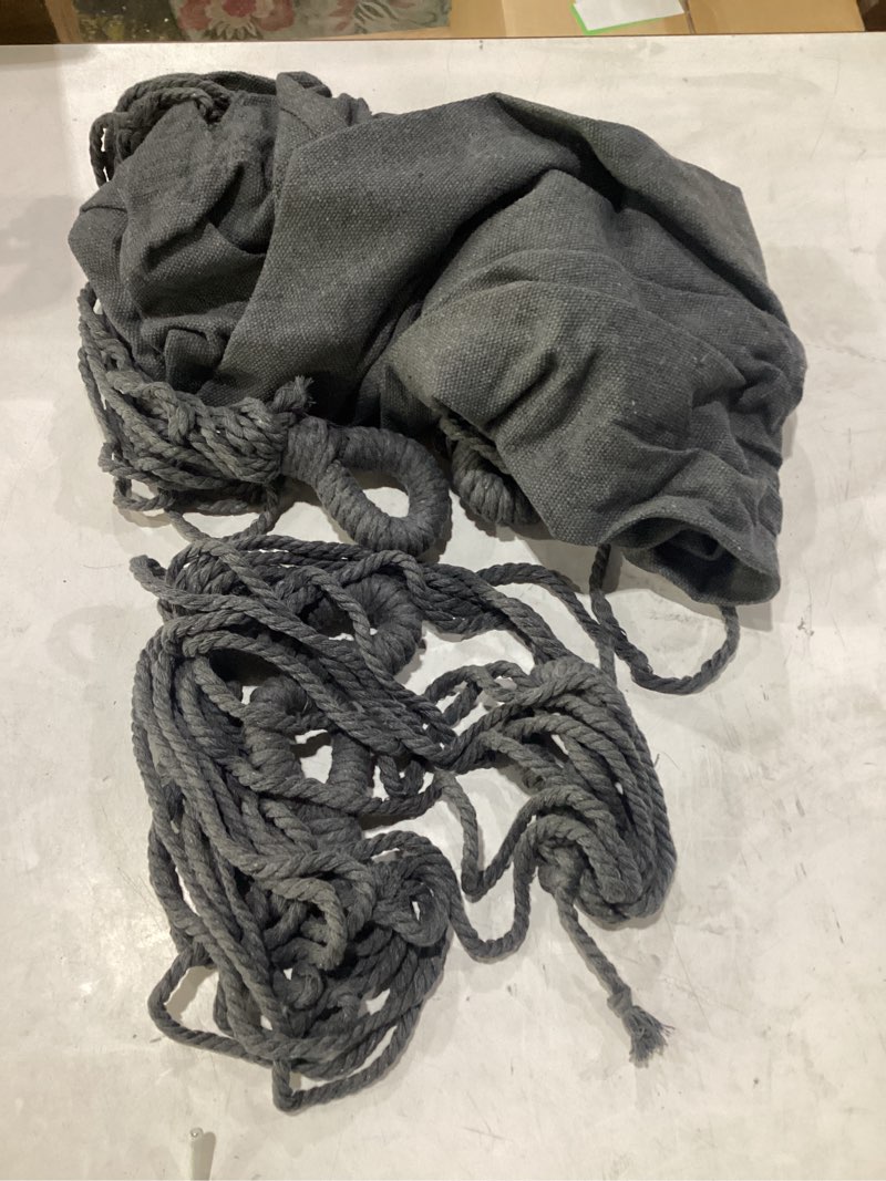 Condition photo showing Good Condition for y- stop hammock chair hanging rope swing chair, max 500 lbs, 2 seat cushions included, removable steel spreader bar with anti-slip rings, hardware kit-for indoor outdoor(dark grey) pcs