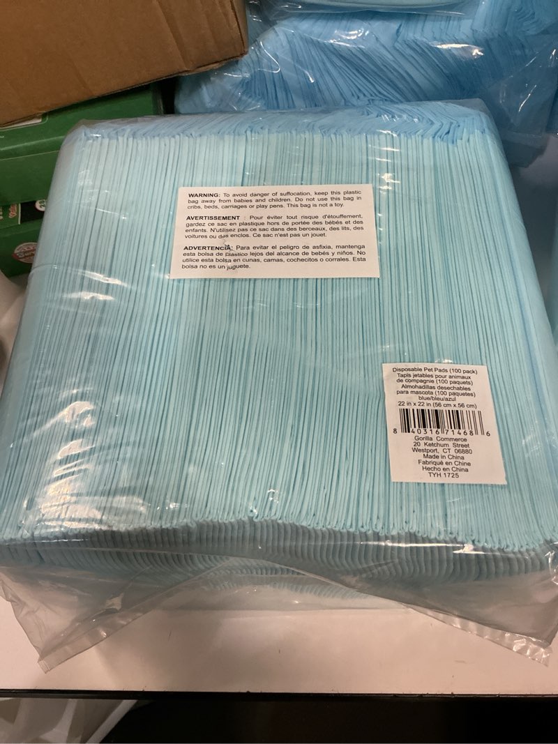 Condition photo showing New/Like New for Gorilla Guard Disposable Puppy Pads, 100 Count 22x22 in, 5 Layer Pee Pads for Dogs, Absorbent Diaper Changing Pad, Dog Potty Training Supplies, Quick Dry Pet Housebreaking Essentials for Puppies 22" x 22" 100