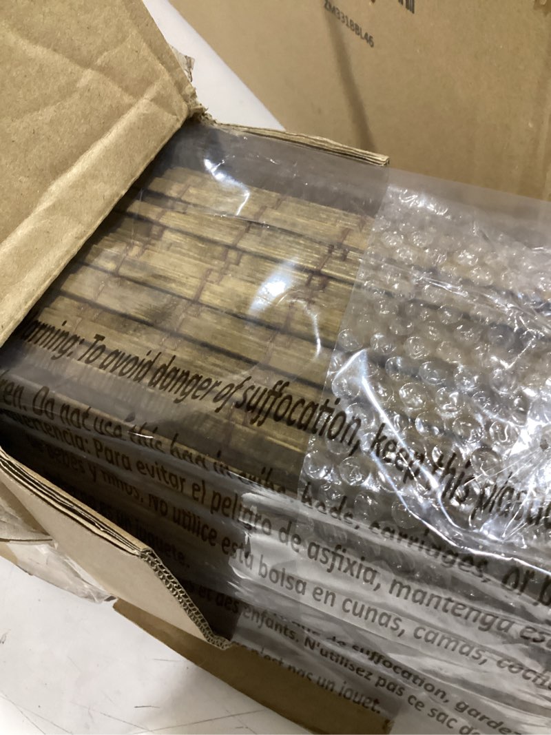 Condition photo showing Good Condition for LazBlinds Cordless Bamboo Roman Shades, Privacy Blinds for Interior Windows, Room Darkening Roll Up Bamboo Blinds for Home & Patio, 24.5" W x 64" H, Highfield Teak Pricacy - Highfield Teak 24 1/2" W x 64" H