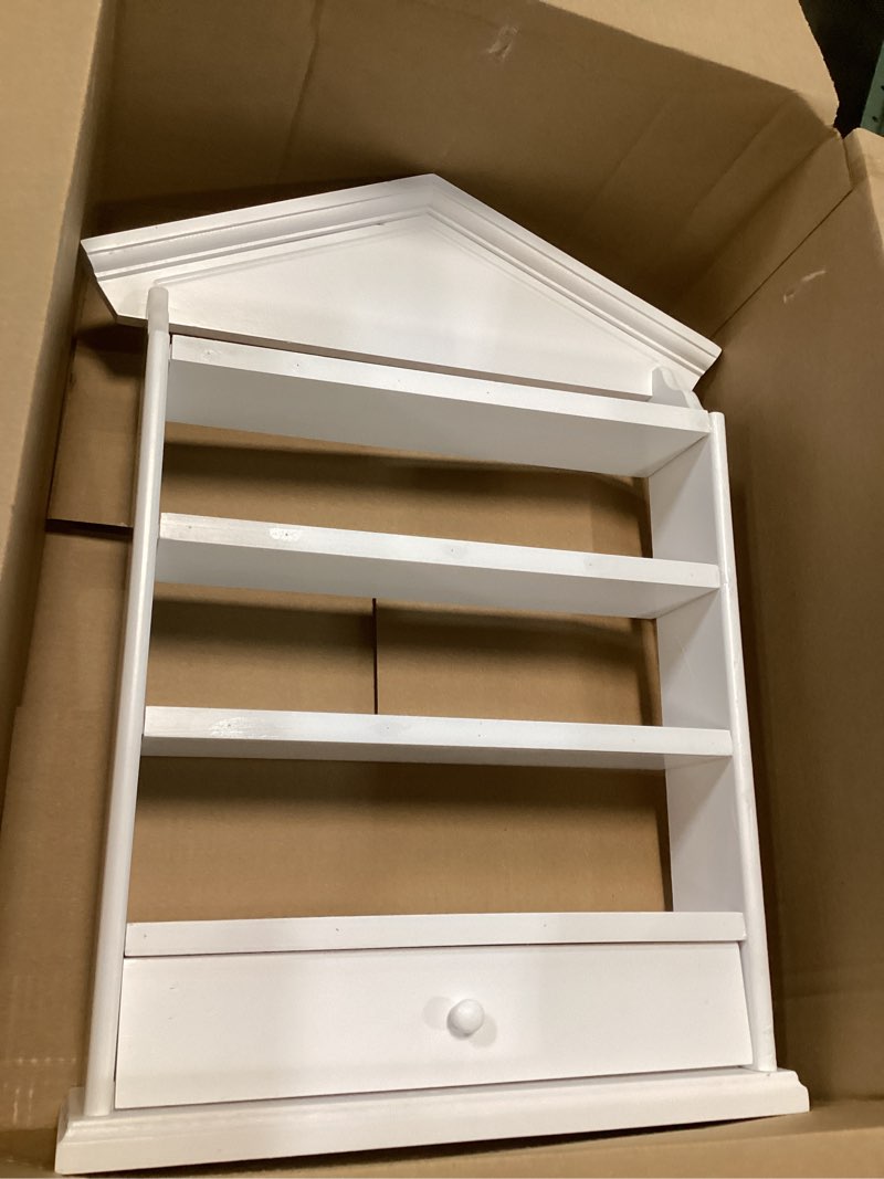 Condition photo showing Good Condition for Chunful Vintage Spice Village Wooden Rack 22 x 17 x 4 Inches with 4 Shelves and Drawer for Wall Mounting Kitchen Storage Spice Village Display Shelf for 24 Jars, Shelf Only (Brown, Classic)