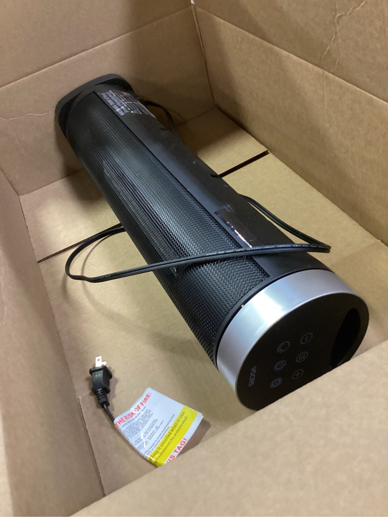 Condition photo showing As Is for Space Heater for Indoor Use with Remote - 70° Oscillating Tower Electric Heater, 24 Inchs, 12H Timer, 1500W Quiet PTC Ceramic Heating with Thermostat, Fast Safety Heat for Office, Home, Bedroom