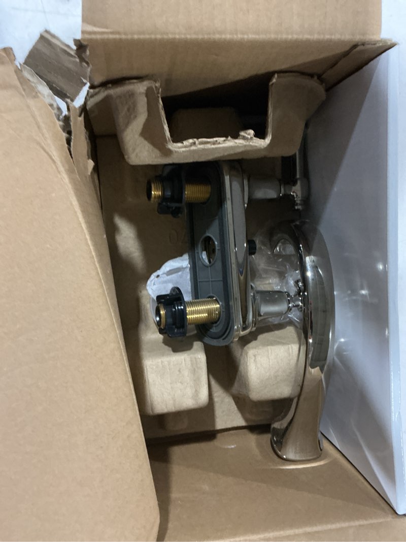 Condition photo showing As Is for kohler florez vibrant polished nickel 2-hole 2-handle watersense bathroom sink faucet with drain