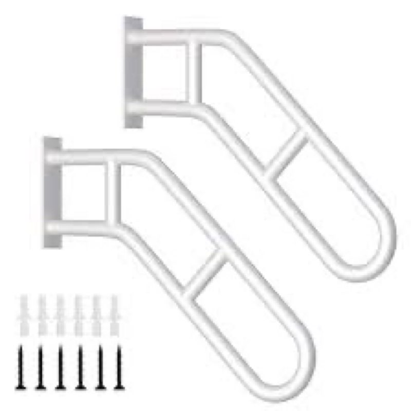 Hand Rails for Outdoor Steps & Elderly (Max 800LBS),U-Shape Wall Mount Stair Railing, Porch, Deck & Garden Grab Bar, Safety Handle for Garage, 2 Pack 2 Pack  White