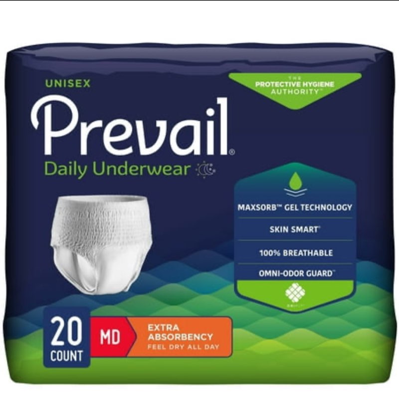 Prevail Daily Protective Underwear - Unisex Adult Incontinence Underwear - Disposable Adult Diaper for Men & Women - Maximum Absorbency - Medium - 80 Count (4 packs of 20)