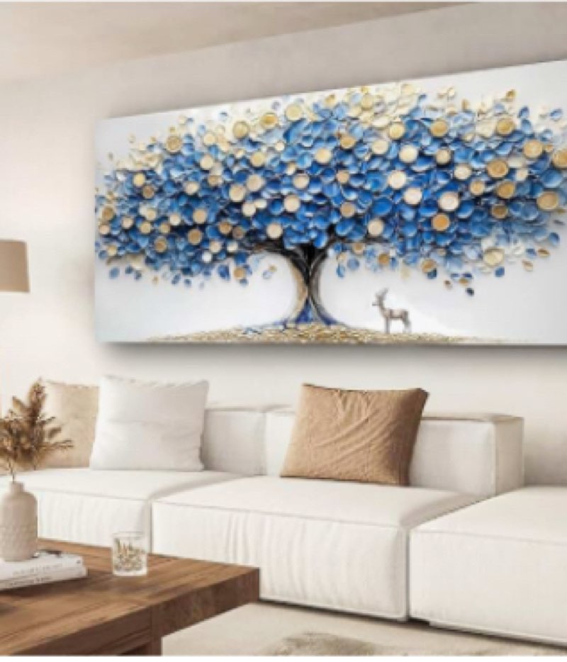  DesignG Blue Coloured Tree Impression I Modern Canvas Wall Art, Blue, 40x30 ( Similar)