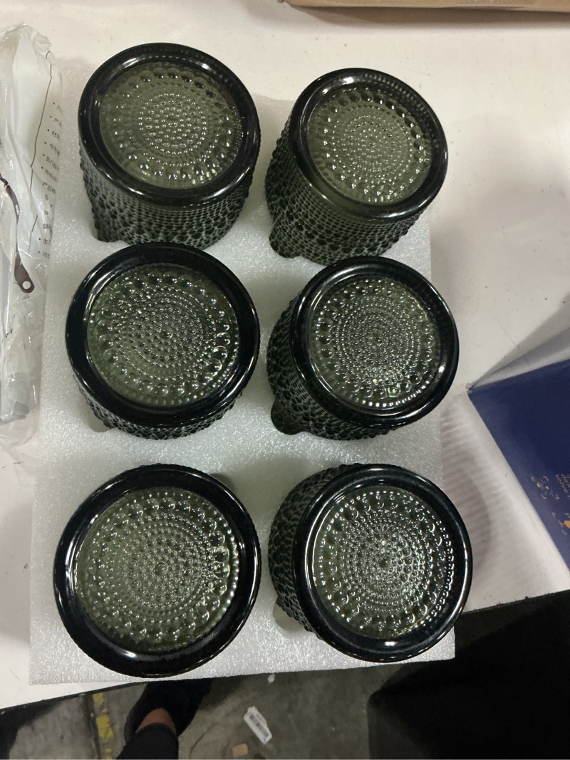 Condition photo showing Good Condition for zmowipdl vintage glassware drinking glasses set of 6,12 oz hobnail glass cups,embossed grey water tumbler,for beer,cocktail,whiskey,juice and various mixed drinks- 1 cleaning brush gray