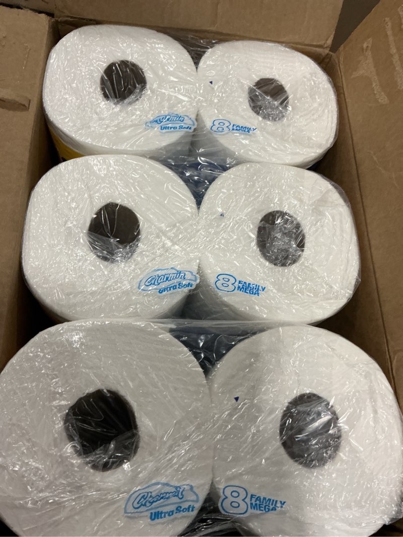 Condition photo showing Good Condition for charmin ultra soft cushiony touch toilet paper, 24 family mega = 123 regular rolls, white family mega 24 rolls (267 sheets)