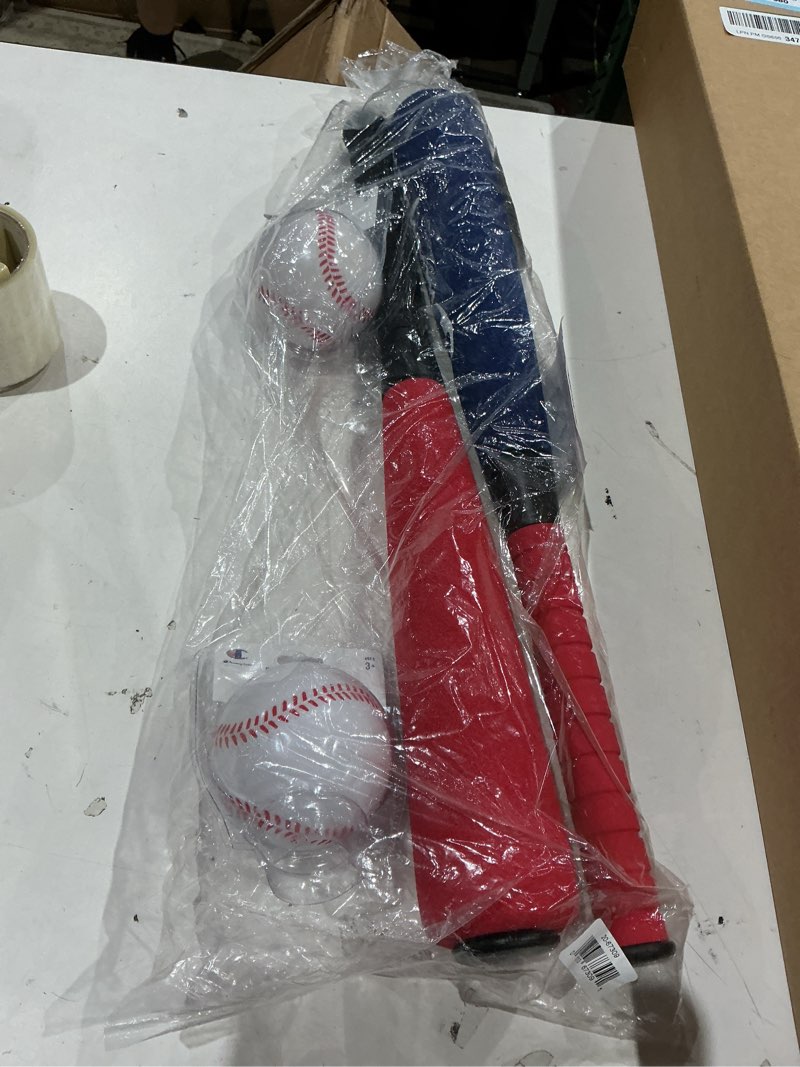 Condition photo showing Good Condition for champion toddler baseball set (red/white/blue), big fly foam bat and soft ball kit for kids ages 3+, oversized 24” lightweight bat with molded core, for safe indoor or outdoor play red/white/blue 24\" set of 2