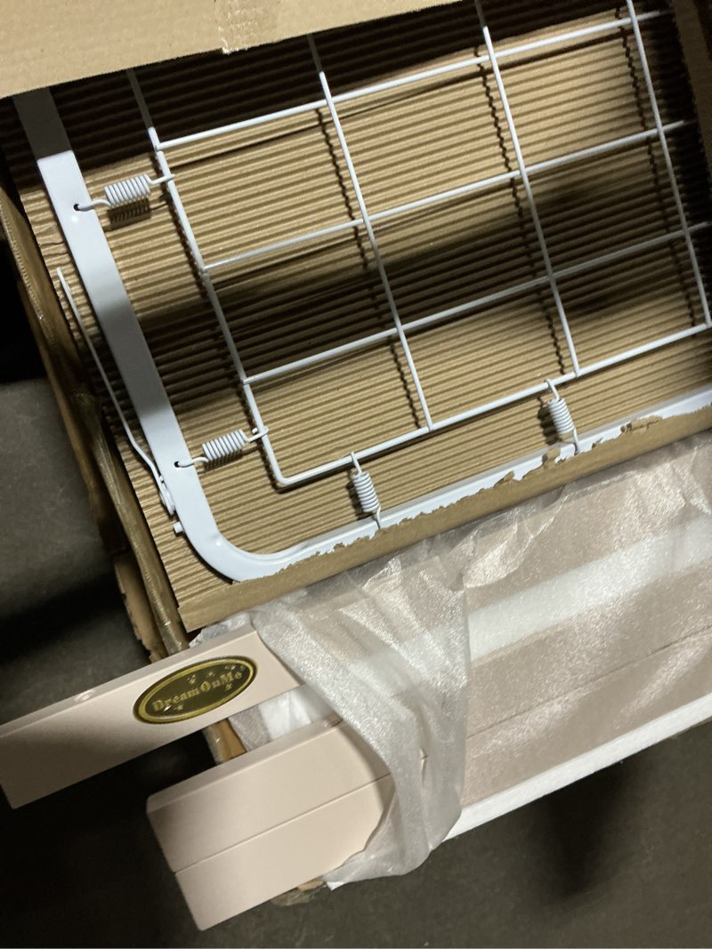 Condition photo showing New/Like New for dream on me odelle 5-in-1 convertible full-size baby crib in almond butter, greenguard gold & jpma converts to toddler, day & full-size bed, sustainable pinewood, 3 mattress heights
