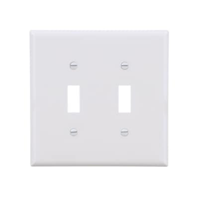 Gang Midsize Size White Polycarbonate Indoor Toggle Wall Plate