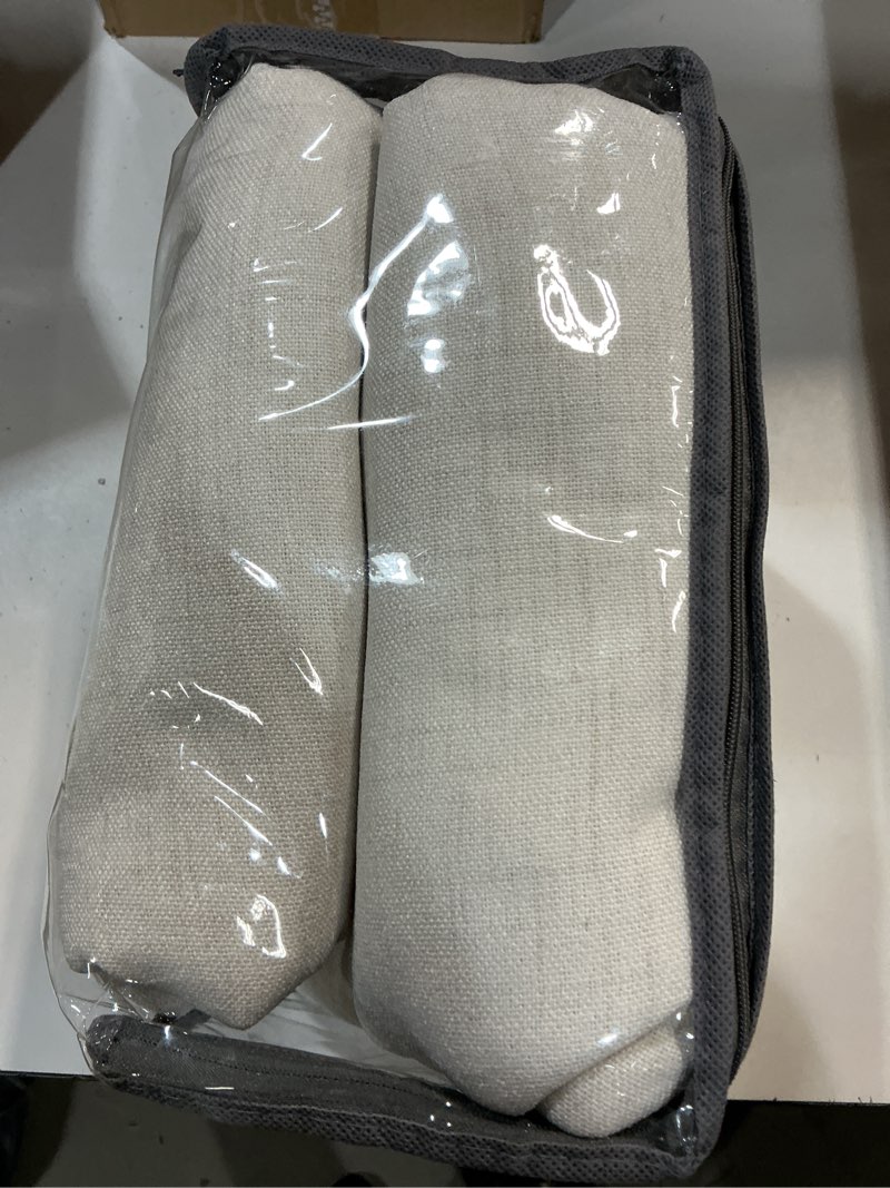 Condition photo showing Good Condition for (Similar)70 Inches Extra Wide Sheer Curtains Beige White Pleated Living Room 84 Inches Long, Neutral Textured Linen Light Filtering Privacy Sliding Door Thick Drapes for Large Window (70\"Wx84\"Lx2 Panels Hooks) Beigewhite 70\"W x 84\"L (Pack of 2)