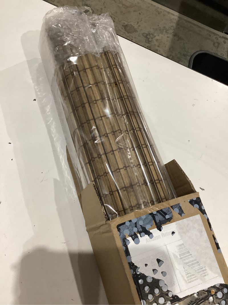 Condition photo showing Good Condition for lazblinds no tools no drill cordless bamboo roman shades, light filtering window treatment, roll up bamboo blinds for windows 27'' w x 48'' h, eastfield teak light filtering-eastfield teak 27" w x 48" h