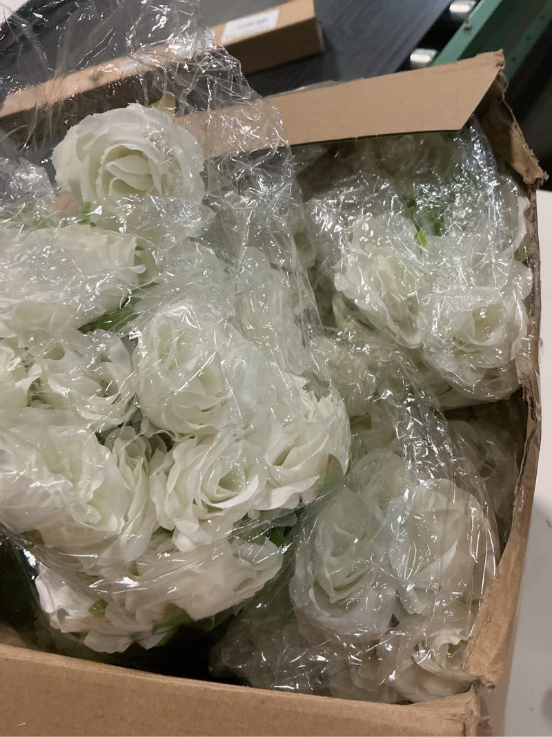 Condition photo showing New/Like New for honeydak 31 pack rose artificial flowers with vase bulk for table centerpiece, 20 bundles fake silk roses 10 plastic clear vase with 1 pcs rope for arrangement decoration wedding home party(white)