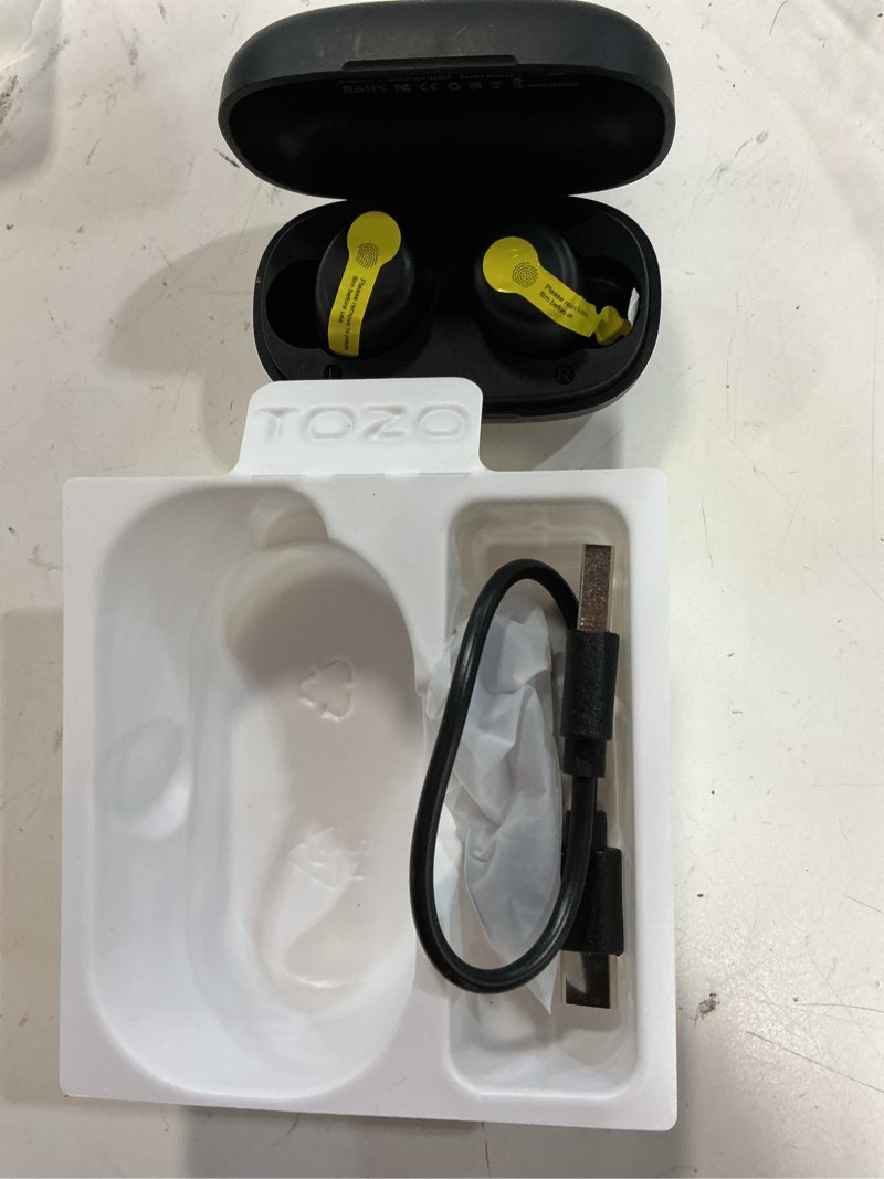 Condition photo showing Good Condition for tozo t10 wireless earbuds bluetooth 5.3 headphones, app customize eq, ergonomic design, 55h playtime, wireless charging case, ipx8 waterproof sound in-ear headset, new version black