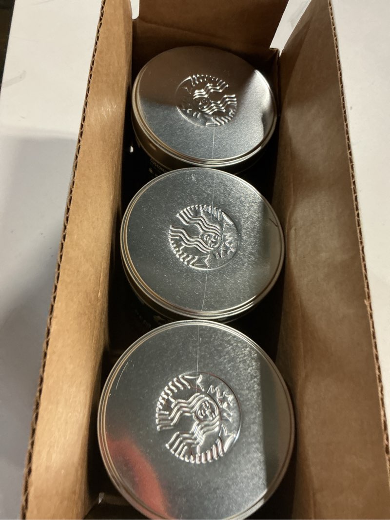 Condition photo showing Good Condition for starbucks crema collection premium instant salted caramel flavored instant coffee, 100% arabica beans, 3 tins (7.12 oz each)