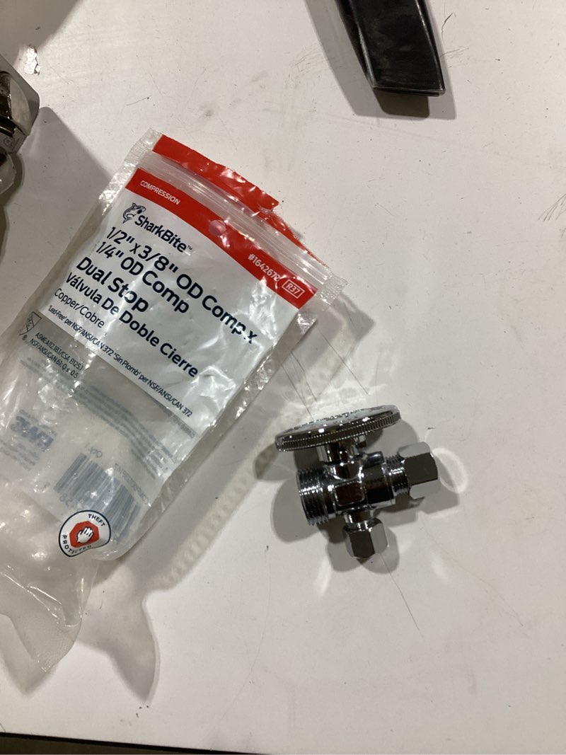 Condition photo showing Good Condition for sharkbite 1/2-in compression x 1/4-in od compression brass quarter turn stop dual outlet